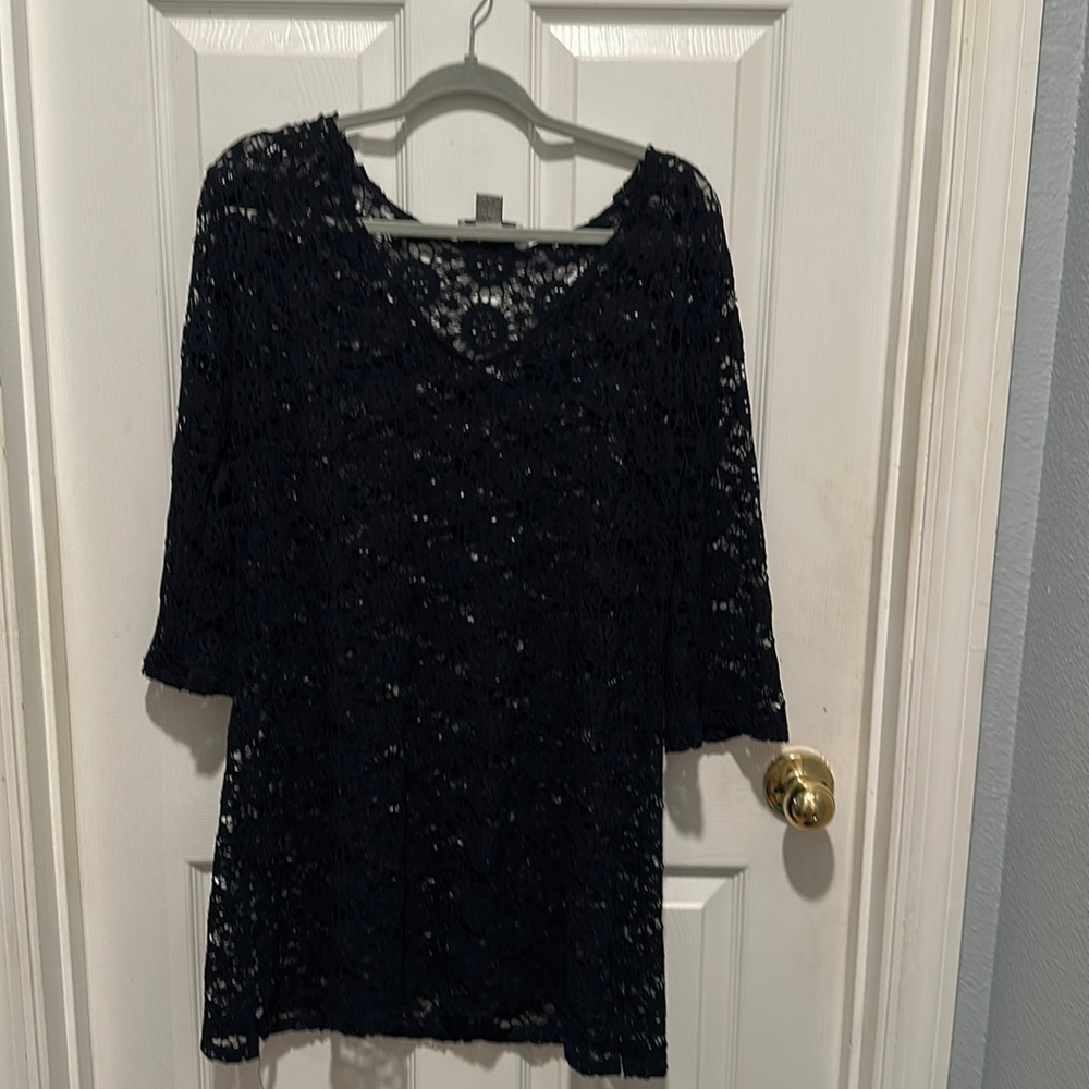J. Valdi Bohemian Crochet Tunic Dress Coverup nwot - large